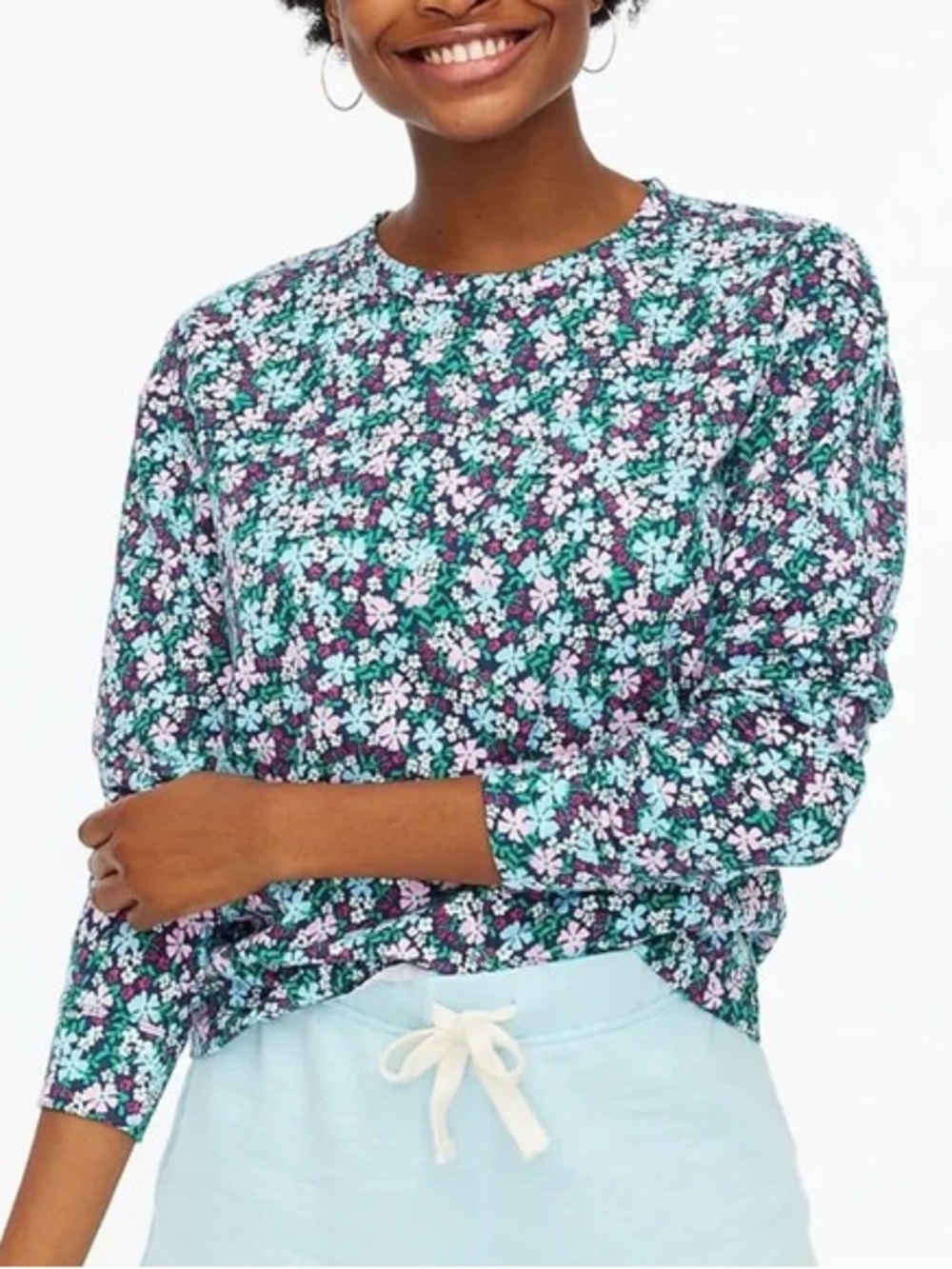 J. Crew Floral French Terry Sweatshirt Top Size XL